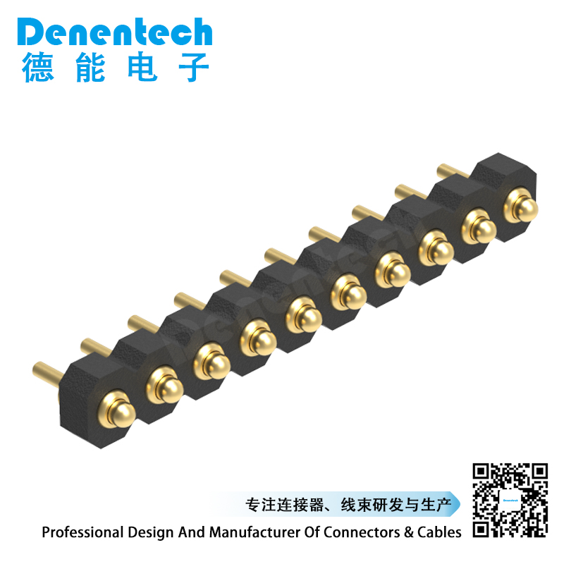 Denentech防水2.0MMH1.27单排公座180度弹簧针连接器